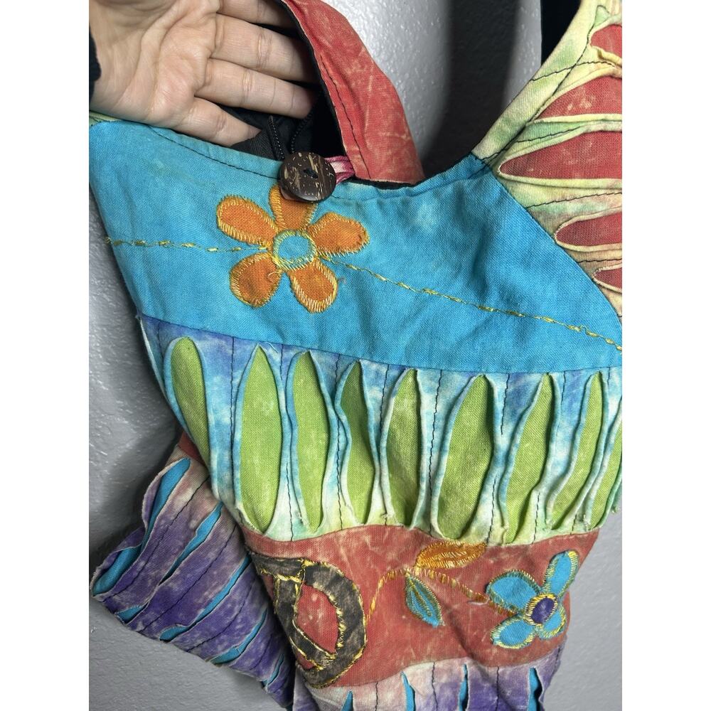 Multi Colored Boho Purse Crossbody Cotton Messenger Hippie Hobo Bag - Picture 2 of 8